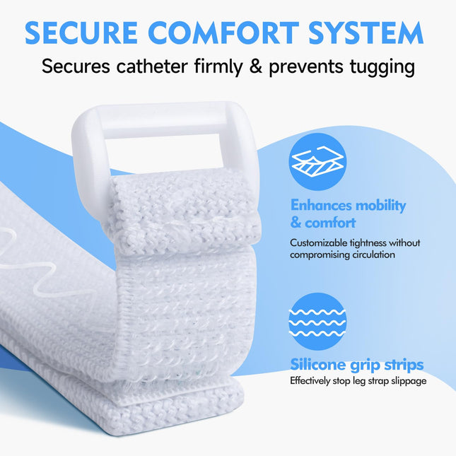 SorealGroup 6PCS Leg Bag Straps with Anti-Slip Silicone Strip & Adjustable Buckle | 45cm-75cm Elastic Fit | Standard 2.0cm Width Compatible with Catheter Leg Bags | Nylon Cotton Reusable