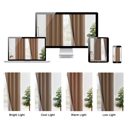 XWZO W52 x L95, Set of 2 Panels Full Shading Blackout Curtains Heat and Light Blocking Ring Top Window Drapes with Black Liner Backing for Bedroom/Kid's Room, Cappuccino
