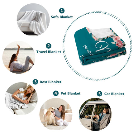 Mothers Day Birthday Gifts The Best Mom Ever Birthday Gift Soft Throw Blanket with Floral & Letter Print SIZE 50" x 60", Teal