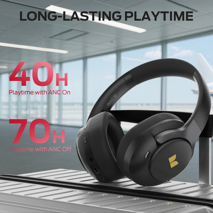 Monster Persona 5th ANC Hybrid Active Noise Cancelling Headphones, Wireless Over-Ear Headphones with Deep Bass Sound, Bluetooth 6.0, 70H Playtime, Foldable Comfort Headphone for Travel/Work/Home-Black