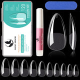 MAGIC ARMOR False Nail tip 120PCS (Almond Nail tips-120) Almond Press on Nails Medium French Design Clear Full Cover Artificial with Nail Glue for Home DIY Nail Salon Nail Extension,10 Sizes