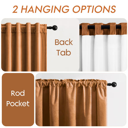 Dreaming Casa 100% Blackout Curtains 52"Wx96"L Soft Luxury 2-Panel Curtains, Amber Golden