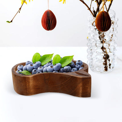 CATIEBYE Wooden Cow Head Serving Dish, Functional Fruit and Nut Tray for Household and Celebration Use
