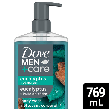 Dove Men+Care Plant-Based Body Wash Eucalyptus & Cedar Oil Pump, 769mL