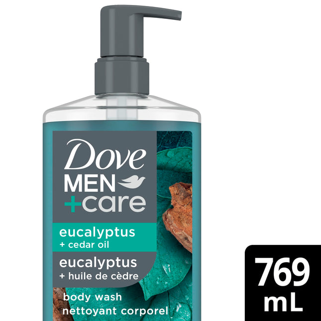 Dove Men+Care Plant-Based Body Wash Eucalyptus & Cedar Oil Pump, 769mL