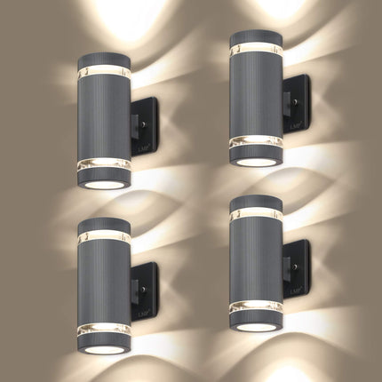 LMP Outdoor 4 PACK LED Porches Up and Down Wall Lights Lamp, Body in Aluminum Waterproof,3000K 5W with Certificate ETL, Deep Gray