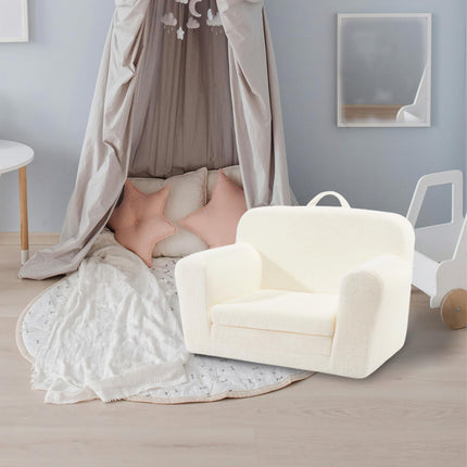 Eufurnibi Toddler Chair Comfy, 2 in 1 Flip Open Sofa for Toddlers, Kids Foam Couch, No Assembly,Cream White
