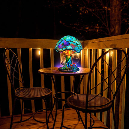 Rehumsem Painting Stained Night Mushroom Decorative Bedside Table Lamp