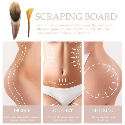 NOLITOY 2Pcs Ox Horn Gua Sha Tools Gua Sha Facial Stick and Home Face Scraper for Neck Face Body Daily Use Scraping Massage Compact Manual Massage Tool