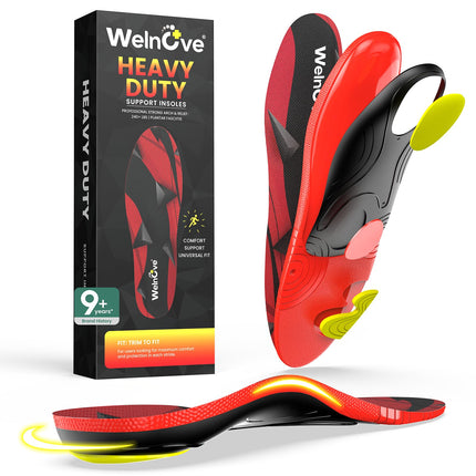 Welnove Unisex High Arch Heavy Duty Support Insole Anti-Fatigue Orthotic Inserts Flat Feet Pain Relief Standing All Day (M-W: 8-9-265MM)