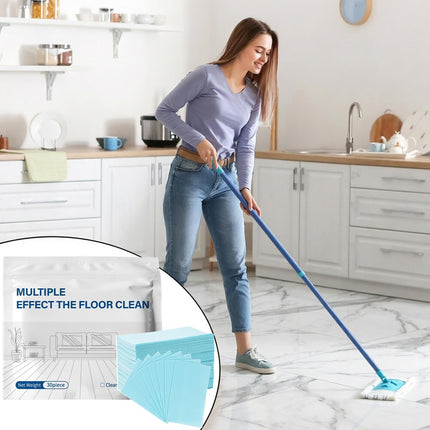 30-Piece Dissolvable Mopping Sheets | Floor Cleaning Tablets Multi-Surfaces Cleaner - for Tile Household Rental House Bedroom Office Entryway Apartment Kitchen