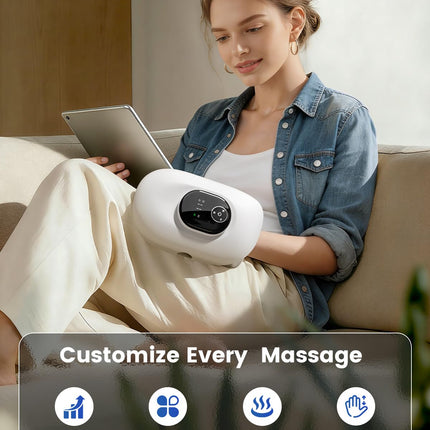 PUBOO Heated Hand Relaxer with Airbag Support, Full Hand & Wrist Coverage, Finger Comfort Chambers, LED Display, 4 Modes, 5 Intensities, 3 heating for Daily Relaxation, Mothers Day Gifts for Women Girls