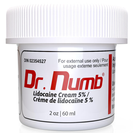 Dr. Numb Tattoo Numbing Cream 5% Lidocaine Maximum Strength Topical Anesthetic | Fast-Acting Pain Relieving Cream for Tattoos, Piercing, Microneedling, Waxing, Microblading, 2 Oz