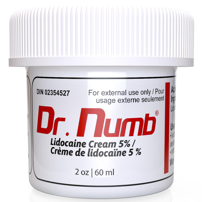 Dr. Numb Tattoo Numbing Cream 5% Lidocaine Maximum Strength Topical Anesthetic | Fast-Acting Pain Relieving Cream for Tattoos, Piercing, Microneedling, Waxing, Microblading, 2 Oz