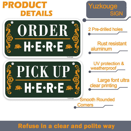 Yuzkouge Order here & Pick Up Here Sign - 2 Pack, 12” x 6”
