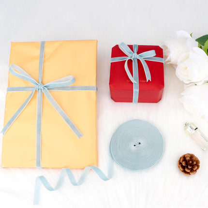 Velvet Ribbon 3/8 Inch x 30 Yards LVYOUIF Single Side Flocked Christmas Ribbon Roll for Gift Wrapping, Bouquets, Tree Bows, Holiday & Party Decoration Light Blue -78