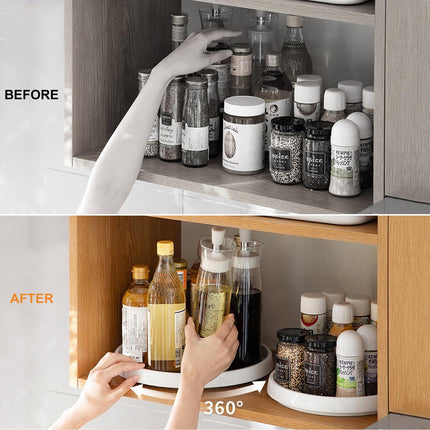 P PRETIRENO 1PC Lazy Susan Turntable Organizer  10.5" Rotating Spice Rack Trays,, WHITE