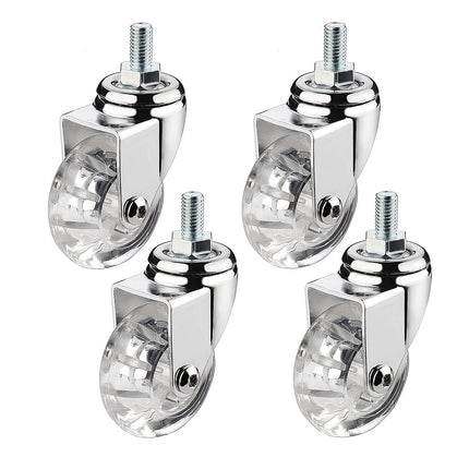 AZHAOMLIN Set of 4 Clear Rubber Industrial 2 INCH Castor Wheels without Brakes Replacement for Furniture/Cart M8*15mm