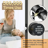 Digital Door Knob,Keyless Entry Door Knob,Smart Knob Unlock by Passcode/USB Backup,Exterior Door Lock with Keypad,Security Door Lock Electronic Door Knob for Home Office Bedroom Hotel Apartment,Black