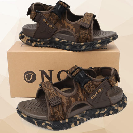 ONCAI Men's SIZE 10 US Arch Support Orthopedic Hiking/Walking Sandal with Breathable Mesh, BROWN CAMO