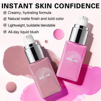 QIUFSSE 35ml/1.18fl oz Lightweight Liquid Cream Blush Matte Finish for Cheeks, 02 Nude Red