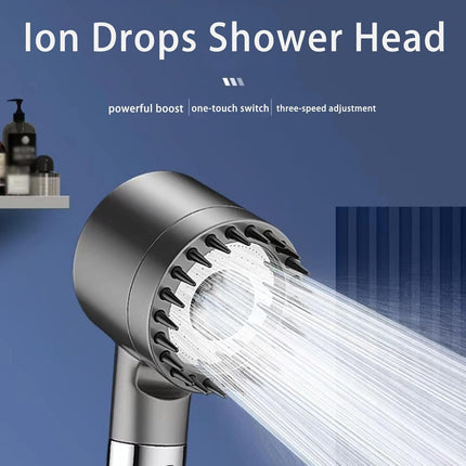Ion Drops Shower Head, Iondrops Filtered, Turbo Showerhead, Shower Head with Filter - Pressure Boosting Showerhead, Filtered Shower Head with Handheld