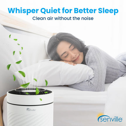 Senville HEPA Air Purifier for Pet Hair, Allergies and Odor, White