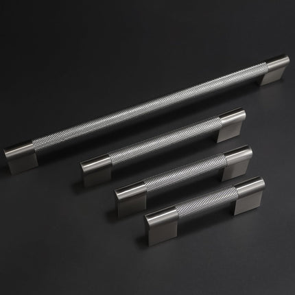 BUKOBYHE 10 Pack 3.75 inch(96mm) Brushed Satin Nickel Kitchen Cabinet Handles Knurled Pulls X003YZEUWD