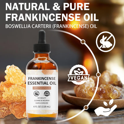 Frankincense Premium Grade  Pure and Natural Essential Oil for Skin, Hair, Nails and DIY with Glass Dropper, 4Fl Oz