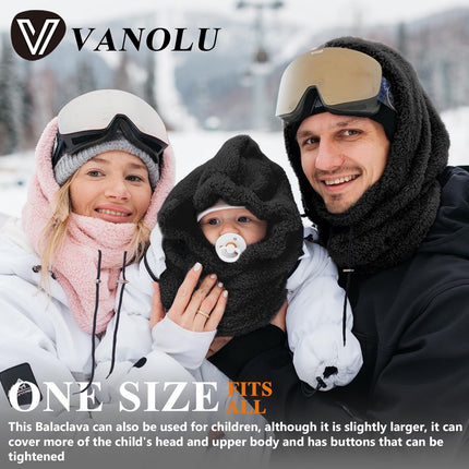 Vanolu Winter Balaclava Ski Mask Fleece Thermal Windproof Full Face Mask, Cold Helmet Hood Neck Gaiter Pink