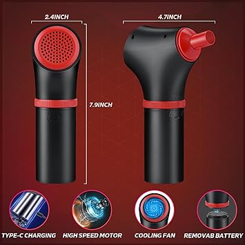 BGGUANG Compressed Air Duster,Continuously Variable Speed to 100000RPM Rechargeable Electric Air Duster Portable Air Blower, Cordless Air Duster for Computer Keyboard Swimming Ring 7000mAh Fast Charge