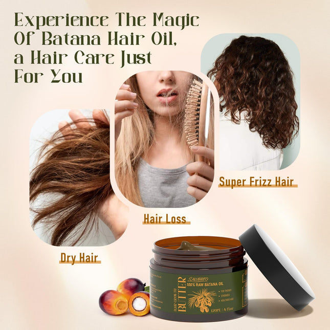 Salubrito Raw Batana Oil, 4oz/120g - 100% Pure & Unrefined Butter for Thicker, Stronger, Moisturizing & Nourishing Hair Massage Oil, Natural for Men & Women