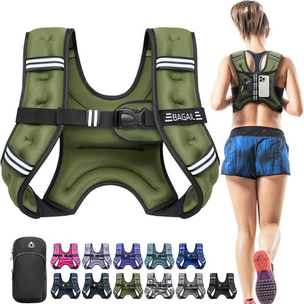 BAGAIL Adult's Weighted Vest with Detachable Phone Pouch, Rucking Vest, Walking, Weight Loss, Training, Running