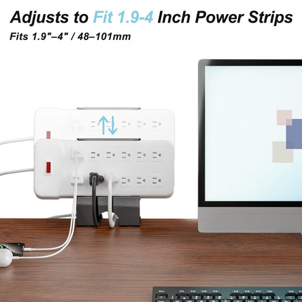 ERGO COLLECT Adjustable 4 Pack Outlet Power Strip Metal Desk Clamp Holder for Various Surge Protectors, Power Strips, USB Hubs, Black