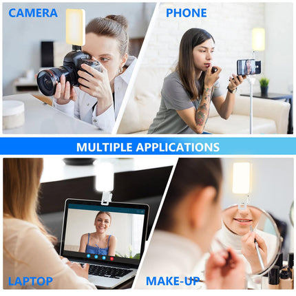 Mionondi Portable Light for Phone Selfie and Laptop Video Conference with Diffuser, 80 LED Rechargeable Light Compatible with Camera Tripod, Content Creator Essentials for Makup TikTok Recording