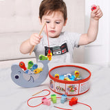 Montessori Toys for 3 + Year Old, Magnetic Fishing Game Toy for Toddlers, Stacking Fine Motor Skills Toys for Kids Preschool Learning, 3 in 1 Wooden Toys T104