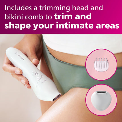 New Open Philips Epilator Series 8000 Wet & Dry Electric Hair Removal Epilator, Cordless Use, BRE720/14