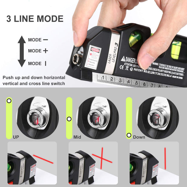AikTryee Level PRO 3 Laser, Laser Line Leveler, Beam Tool with Metric Rulers