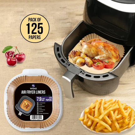 Widas Air Fryer Liners,Disposable Square Food Grade Paper Liners, 7.9 Inch for 3-6QT Air Fryers – Non-Stick, Oil-Resistant, Food-Grade Parchment Baking Paper for Roasting & Microwave Use