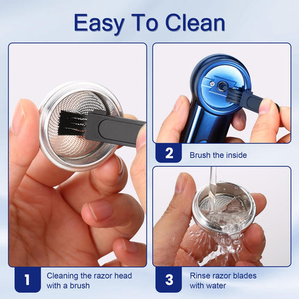 LVTEL Men's Mini Portable Electric Shaver, One-Button Use, BLUE