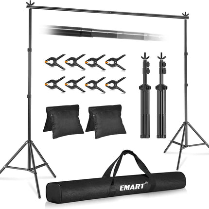 EMART Backdrop Stand Kit, 10x7ft (WxH) Adjustable Photo Backdrop Stands Kit for Parties with Carrying Bag, Photography Background Support Frame for Video Studio Photoshoot Banner Holder