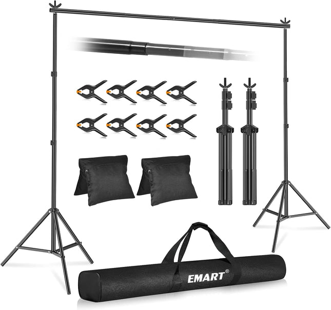 EMART Backdrop Stand Kit, 10x7ft (WxH) Adjustable Photo Backdrop Stands Kit for Parties with Carrying Bag, Photography Background Support Frame for Video Studio Photoshoot Banner Holder