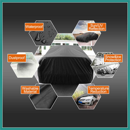 ATOCOVER 3XL Breathable Waterproof Car Cover with Mirror Pockets - All-Season Protection for SUV, Pickup Trucks, BLACK