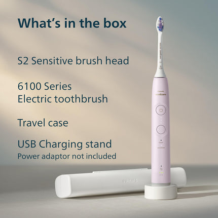 New Philips Sonicare 6100 Rechargeable Electric Toothbrush, 1 Brush Head, Pink