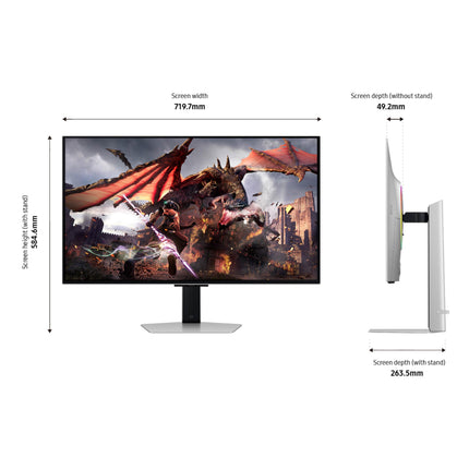 Samsung 32 Inch G8 OLED Silver G-Sync Compatible Gaming Monitor-240 Hz, 0.03 ms (LS32DG802SNXZA) - KM11