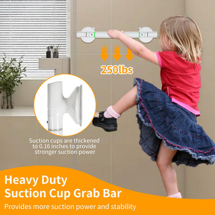 Islafeliz 2-PACK Bathroom No Drilling Waterproof Shower Safety Handle with Suction Cups Assist 18" Grab Bars