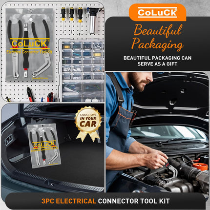 CoLuck 3 PACK Automotive Electrical Disconnect Connector Pliers Removal Tools