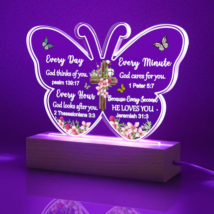 Christian Biblical Faith Based Religious Church Scripture Acrylic Butterfly Night Light with Bible Verse Prayer Butterfly Decor