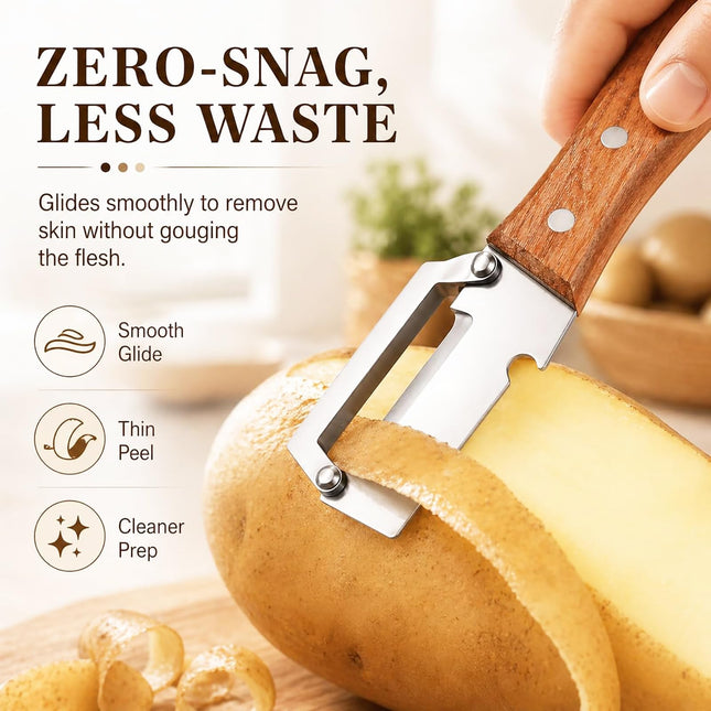 EddHomes Multifunctional Vegetable Zero Snag Peeler with Wooden Handle and Bottle Opener