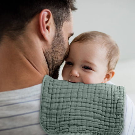 Looxii Muslin 6-PACK 100% Cotton Muslin Cloths Large 20''x10'' Extra Soft and Absorbent Burping Cloth, White+Green